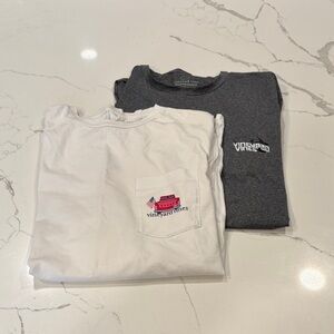 Vineyard Vines Men’s Long Sleeve Tees — White & Charcoal